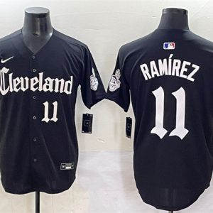 Cleveland Guardians #11 Jos¨¦ Ram¨ªrez Black Gothic Vapor Premier Limited Stitched Jersey