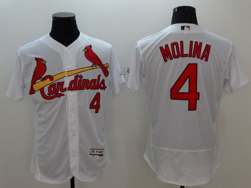 Cardinals #4 Yadier Molina White Flexbase Authentic Collection Stitched Jersey