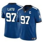 Indianapolis Colts #97 Laiatu Latu Blue 2024 Draft F.U.S.E. Thowback Vapor Limited Stitched Jersey