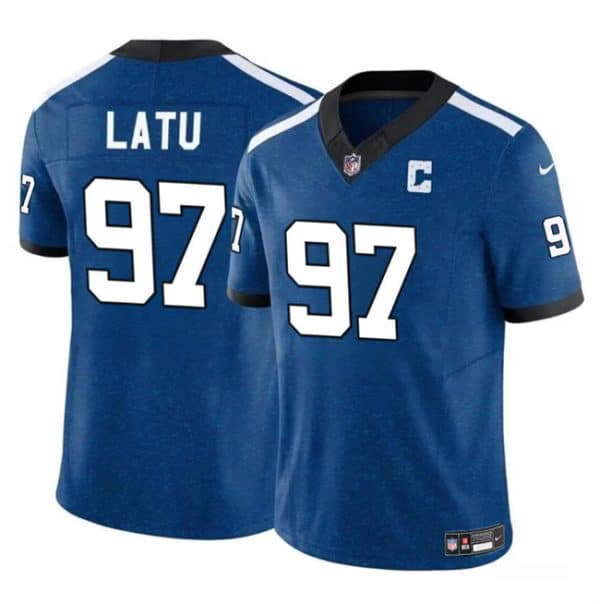 Indianapolis Colts #97 Laiatu Latu Blue 2024 Draft F.U.S.E. Thowback Vapor Limited Stitched Jersey
