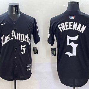 Los Angeles Dodgers #5 Freddie Freeman Black Mexico 2025 LA Gothic Style With Fernando Patch Vapor Premier Limited Stitched Jersey