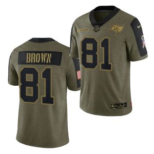 Tampa Bay Buccaneers #81 Antonio Brown 2021 Olive Salute To Service Limited Stitched Jersey