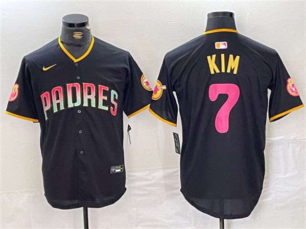 San Diego Padres #7 Ha-Seong Kim Black Cool Base Stitched Jersey
