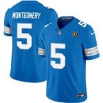 Detroit Lions #5 David Montgomery Blue 2024 F.U.S.E.With John Madden Patch Vapor Limited Stitched Jersey