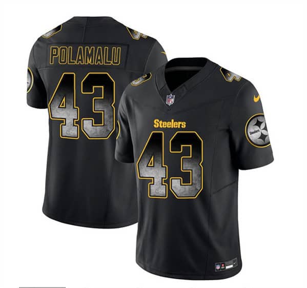 Pittsburgh Steelers #43 Troy Polamalu Black 2023 F.U.S.E. Smoke Vapor Untouchable Limited Stitched Jersey