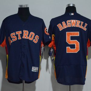 Houston Astros #5 Jeff Bagwell Majestic Alternate Navy Flex Base Authentic Collection Stitched Jersey