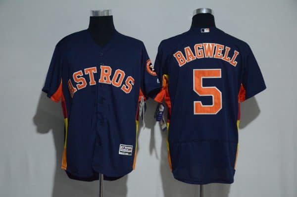Houston Astros #5 Jeff Bagwell Majestic Alternate Navy Flex Base Authentic Collection Stitched Jersey