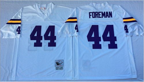Mitchell And Ness Vikings #44 Chuck Foreman White Throwback Stitched Jersey