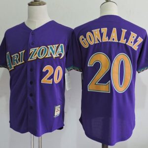 Mitchell And Ness Diamondbacks #20 Luis Gonzalez Purple Throwback Stitched Jersey