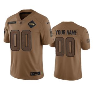 Seattle Seahawks Custom 2023 Brown Salute To Service Limited Stitched Jersey