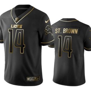 Detroit Lions #14 Amon-Ra St. Brown Black Gold Edition Stitched Jersey