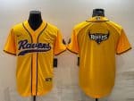 Baltimore Ravens Yellow Team Big Logo With Patch Cool Base Stitched Baseball Jersey