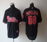 Phillies #58 Jonathan Papelbon Black Cool Base Stitched Jersey