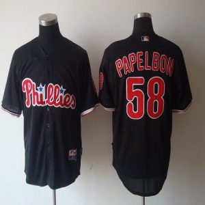 Phillies #58 Jonathan Papelbon Black Cool Base Stitched Jersey