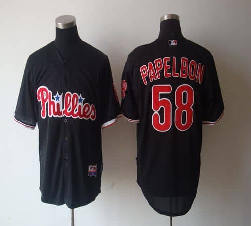 Phillies #58 Jonathan Papelbon Black Cool Base Stitched Jersey