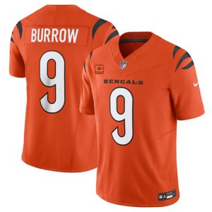 Cincinnati Bengals #9 Joe Burrow Orange 2024 F.U.S.E With 4-Star C Patch Vapor Untouchable Limited Stitched Jersey