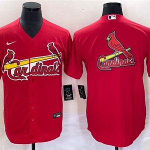 St. Louis Cardinals Red Big Team Logo In Back Cool Base Stitched Jersey