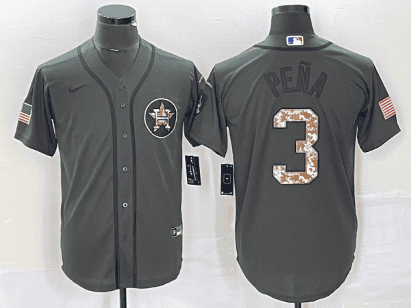 Houston Astros #3 Jeremy PeNa Olive Cool Base Stitched Jersey
