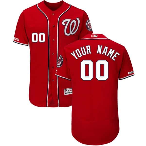 Washington Nationals Customized Majestic Red Alternate Collection Flex Base Custom Stitched Jersey
