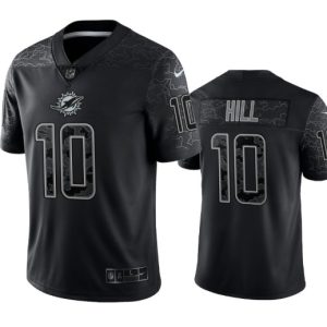 Miami Dolphins #10 Tyreek Hill Black Reflective Limited Stitched Football Jersey