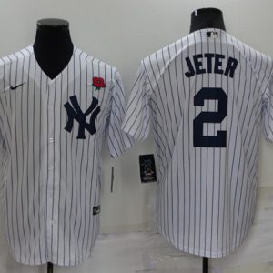 New York Yankees #2 Derek Jeter White Cool Base Stitched Baseball Jersey