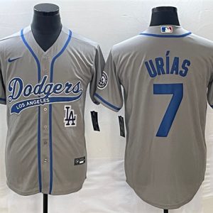 Los Angeles Dodgers #7 Julio Ur¨ªas Gray With Patch Cool Base Stitched Jersey