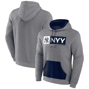 New York Yankees Heathered Gray Iconic Steppin Up Fleece Pullover Hoodie