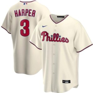 Philadelphia Phillies Cream #3 Bryce Harper Cool Base Stitched Jersey