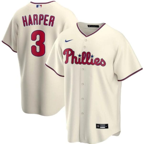 Philadelphia Phillies Cream #3 Bryce Harper Cool Base Stitched Jersey