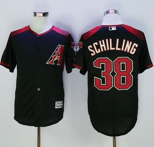 Diamondbacks #38 Curt Schilling Black Brick New Cool Base Stitched Jersey