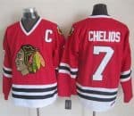 Blackhawks #7 Chris Chelios Red CCM Throwback Stitched Jersey