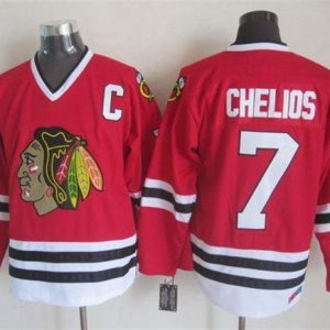 Blackhawks #7 Chris Chelios Red CCM Throwback Stitched Jersey