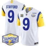 Los Angeles Rams #9 Matthew Stafford White 2024 NFC West Champions With 4-Star C Patch F.U.S.E. Vapor Untouchable Stitched Jersey