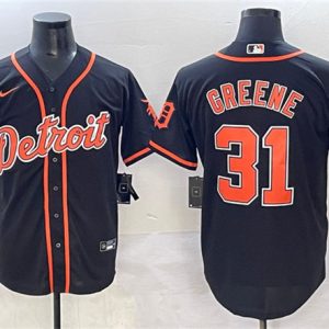 Detroit Tigers #31 Riley Greene Black With Patch Cool Base Stitched Jersey