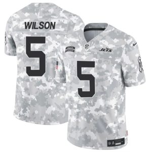 New York Jets #5 Garrett Wilson Arctic Camo 2024 F.U.S.E. Salute To Service Limited Stitched Jersey