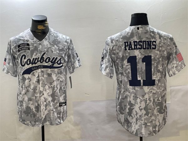 Dallas Cowboys #11 Micah Parsons 2024 Arctic Camo Salute To Service Stitched Jersey