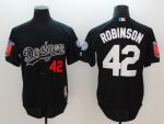 Los Angeles Dodgers #42 Jackie Robinson Black Throwback Cool Base Stitched Jersey