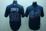 Braves #10 Chipper Jones Blue Practise Stitched Jersey
