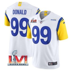 Los Angeles Rams #99 Aaron Donald White 2022 Super Bowl LVI Vapor Limited Stitched Jersey