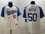 Los Angeles Dodgers #50 Mookie Betts White Royal 2025 Tokyo Series Limited Stitched Jersey