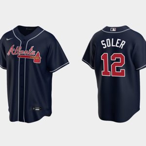 Atlanta Braves #12 Jorge Soler Navy Cool Base Stitched Jersey