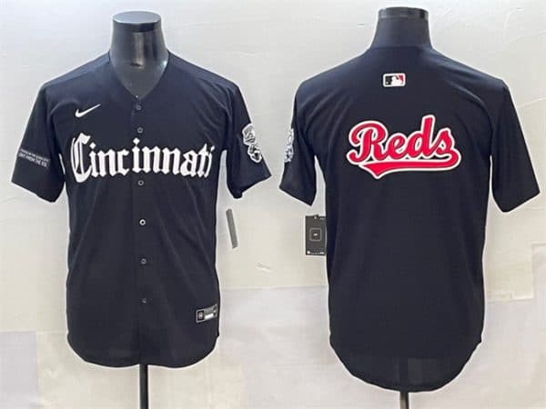 Cincinnati Reds Team Big Logo Black 'Gothic Queen City Edition' Vapor Premier Limited Stitched Jersey