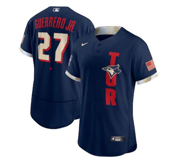 Toronto Blue Jays #27 Vladimir Guerrero Jr. 2021 Navy All-Star Flex Base Stitched Jersey
