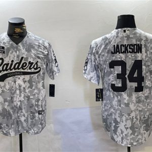 Las Vegas Raiders #34 Bo Jackson 2024 Arctic Camo Salute To Service Stitched Jersey