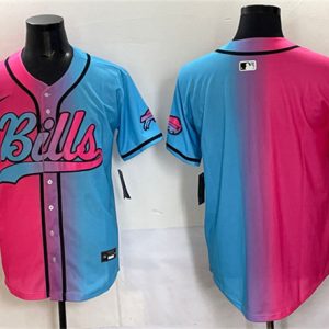Buffalo Bills Blank Pink Blue Limited Stitched Jersey