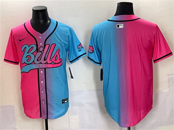 Buffalo Bills Blank Pink Blue Limited Stitched Jersey