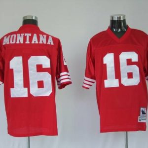 Mitchell And Ness 49ers Joe Montana #16 Stitched Red Jersey