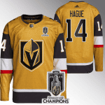 Vegas Golden Knights #14 Nicolas Hague Gold 2023 Stanley Cup Champions Stitched Jersey