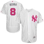 Yankees #8 Yogi Berra White Strip Flexbase Authentic Collection 2016 Mother's Day Stitched Jersey