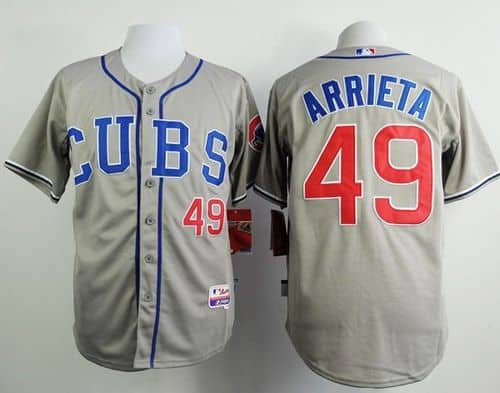 Cubs #49 Jake Arrieta Grey Alternate Road Cool Base Stitched Jersey